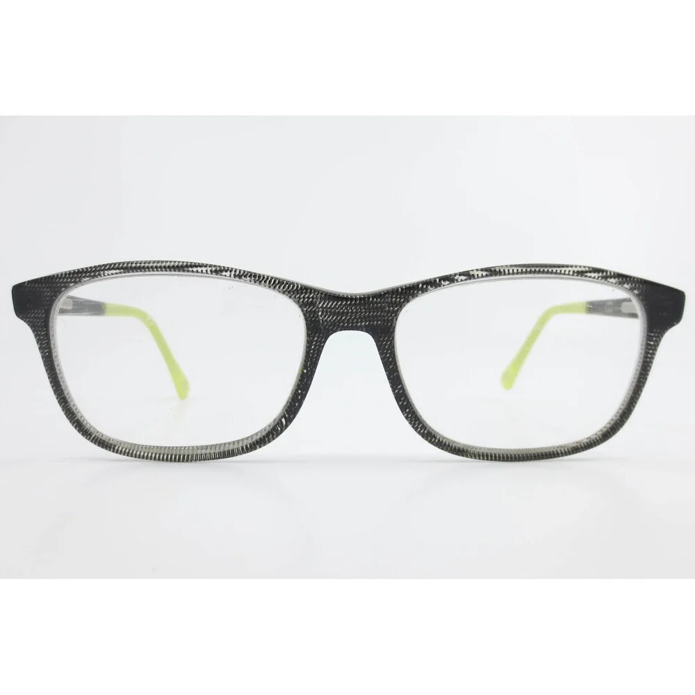 Chromax Eyeglasses Grey Black Textured Rectangular Frames Lime Green Arms 38325